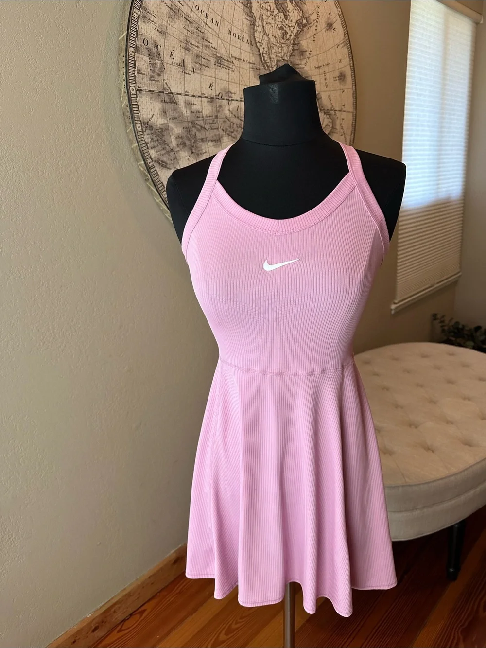 Nike Women's Pink Ribbed Tennis Dress